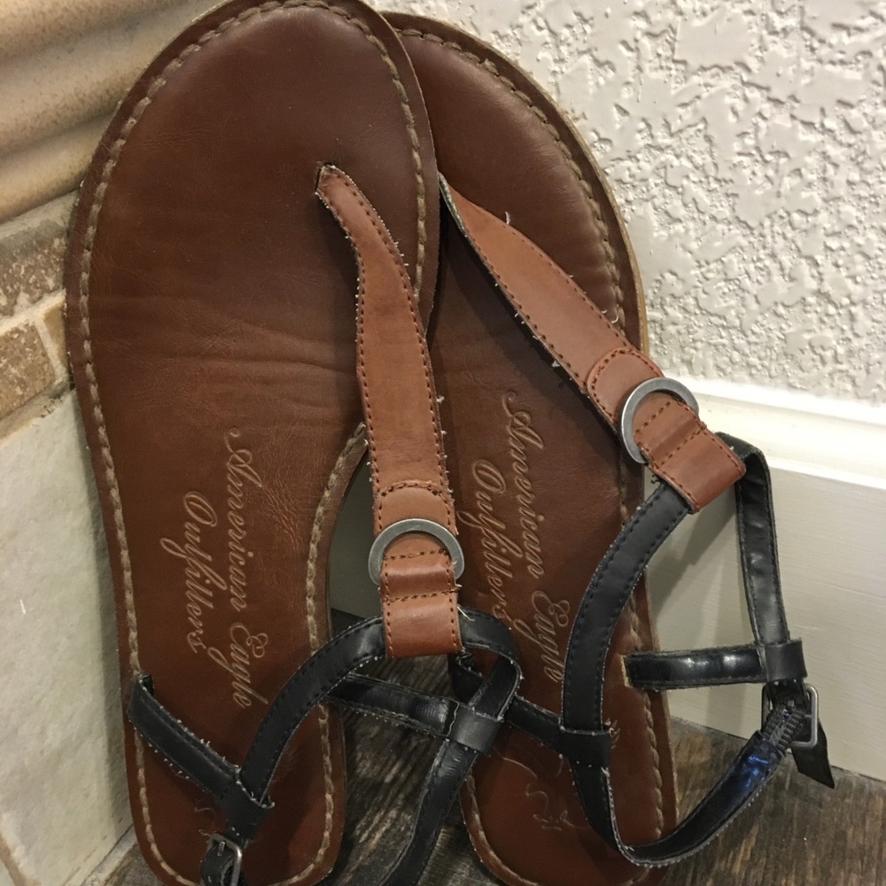 American Eagle Brown and Black Sandals